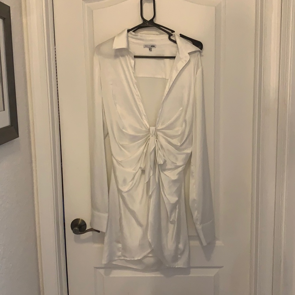 Fashion nova white silk dress